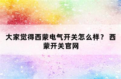 大家觉得西蒙电气开关怎么样？ 西蒙开关官网